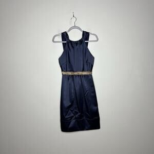 Vera Wang Maids Dress Womens Size 6 Blue Purple Satin Short Bridesmaid Wedding
